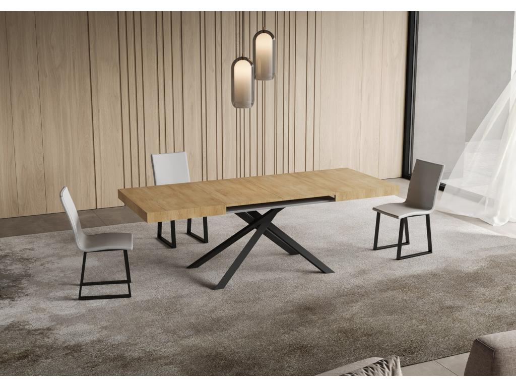 Niket extendable table 90x130/234 cm, natural oak with anthracite legs, 55458QZLT