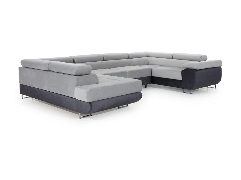 Maisonpuretop 340cm U-shaped left-hand convertible sofa in green fabric with storage compartment 54146LQKJ