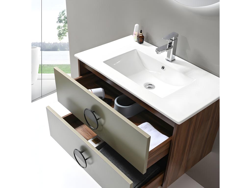 Artvivrestore - 100cm single sink bathroom vanity unit in wood and green with LED mirror 47236HZRU