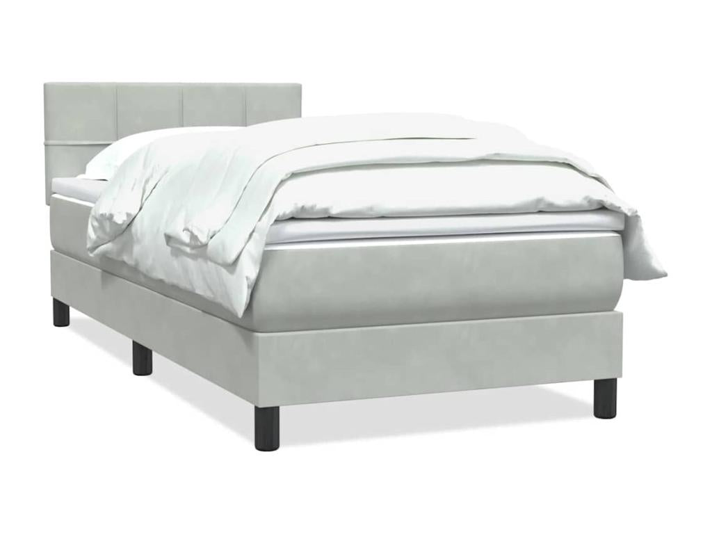 Artvivrestore bed base and light grey 80x220 cm velvet mattress 05044PGJU