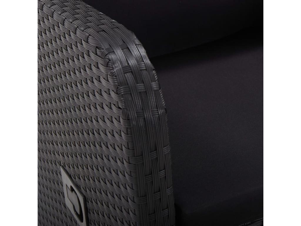 Garden reclining chair and cushion, black woven resin, 66841KWMY