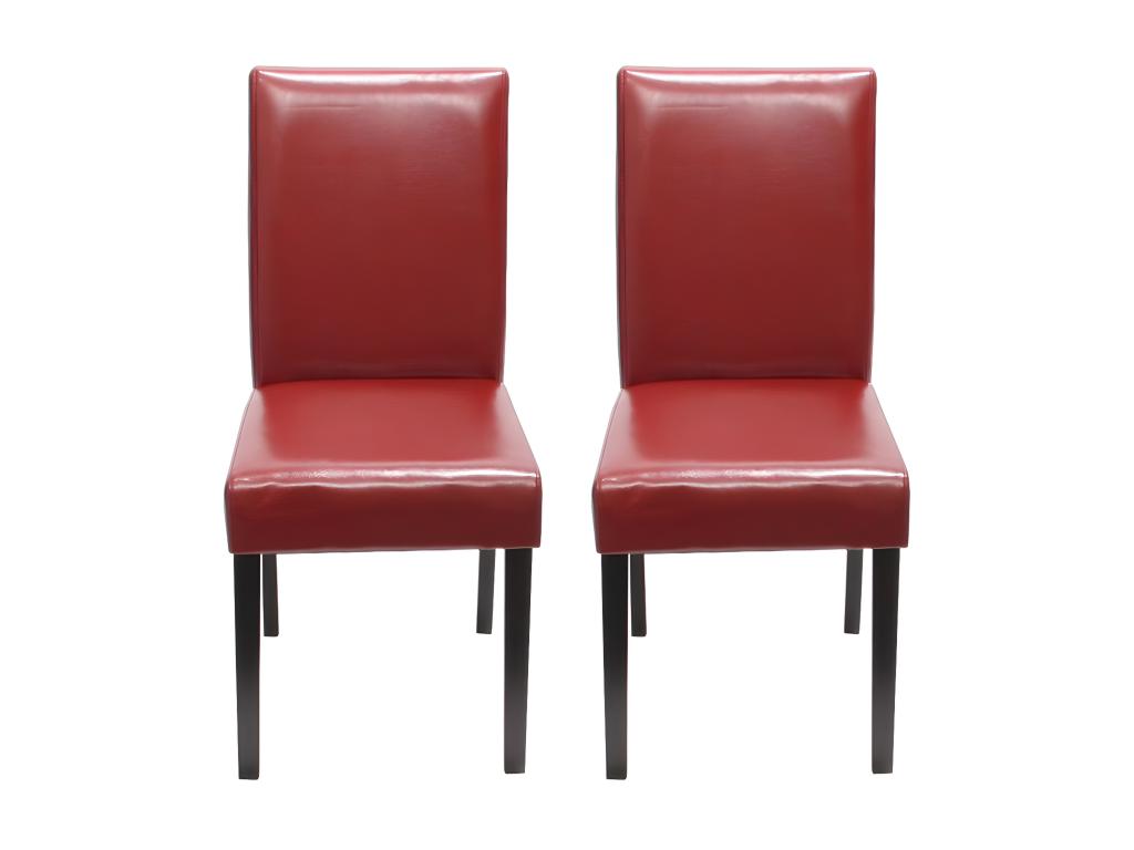Set of 2 red synthetic dining chairs with dark legs CDS04044 96762GLJM