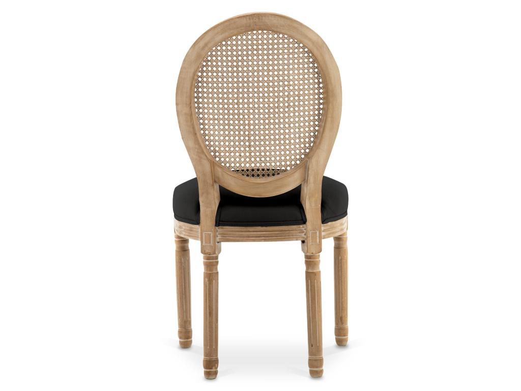 Set of 2 Maisonpuretop XVI medallion chairs with caning, rattan, and black fabric, 26697LNEO