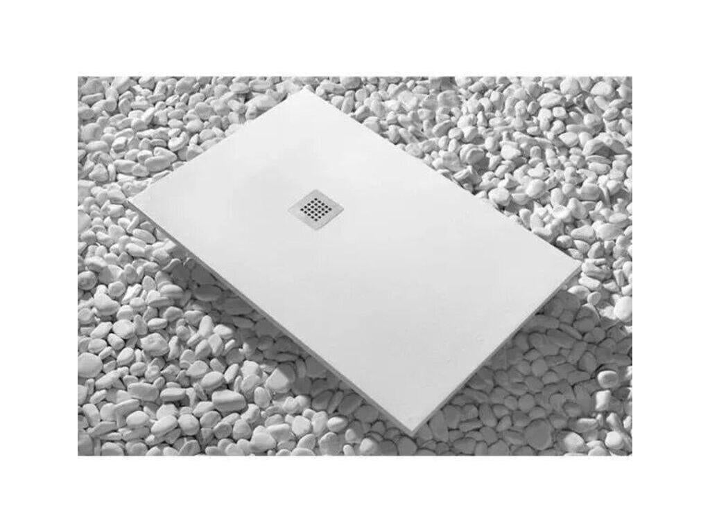 65x155 cm Maisonpuretop Slim White shower tray in synthetic resin and marble powder with free drain 51511OKTK