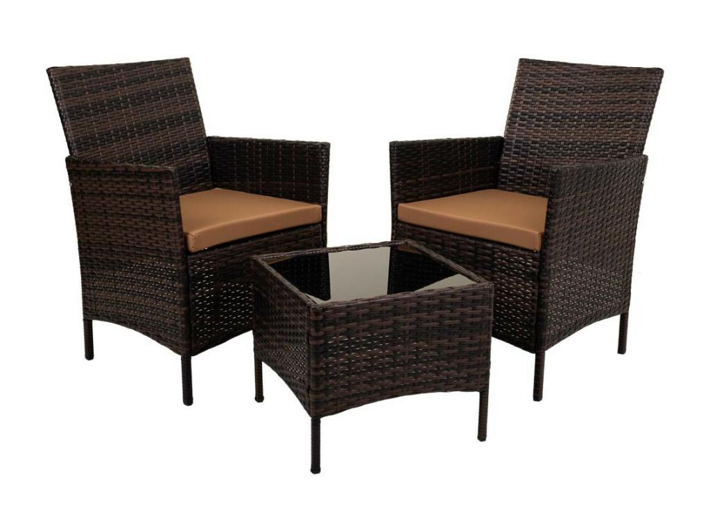 Table and 2 armchairs set in brown 86534VTBD