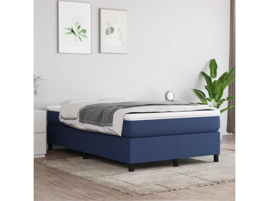Upholstered bed base with mattress, blue, 120x200 cm, fabric, 46338FUUV