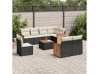 9-piece garden furniture set with cushions, black resin wicker, 98900RITE