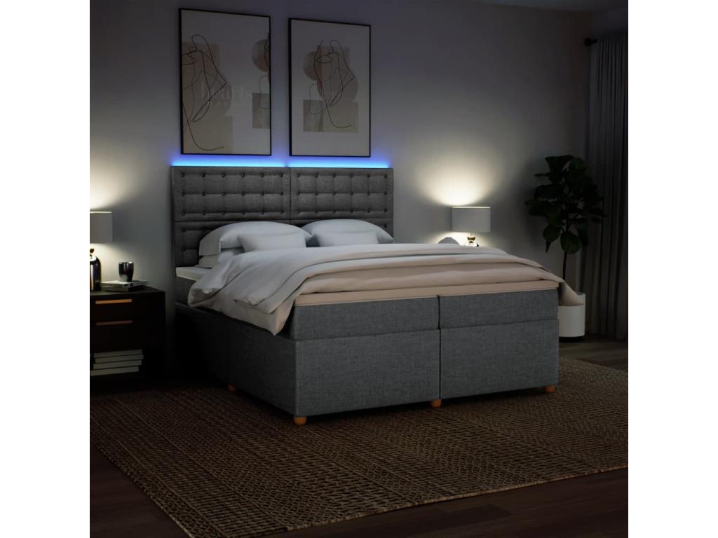 Artvivrestore bed base with mattress, light grey, 200x200cm, fabric, 56966YVCQ