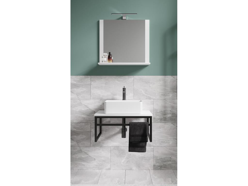 Artvivrestore 3-piece bathroom vanity unit, wood and metal sink set, industrial style, Bitila 60 V2, black/white, 29168ORDU