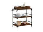 Smoked oak kitchen trolley 81.5x41x92.5 cm engineered wood 59343XMUM
