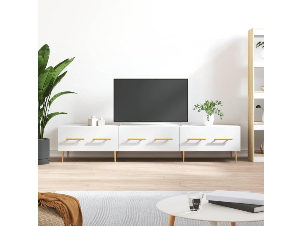 White TV stand 150x36x30 cm engineered wood 15839JQCM