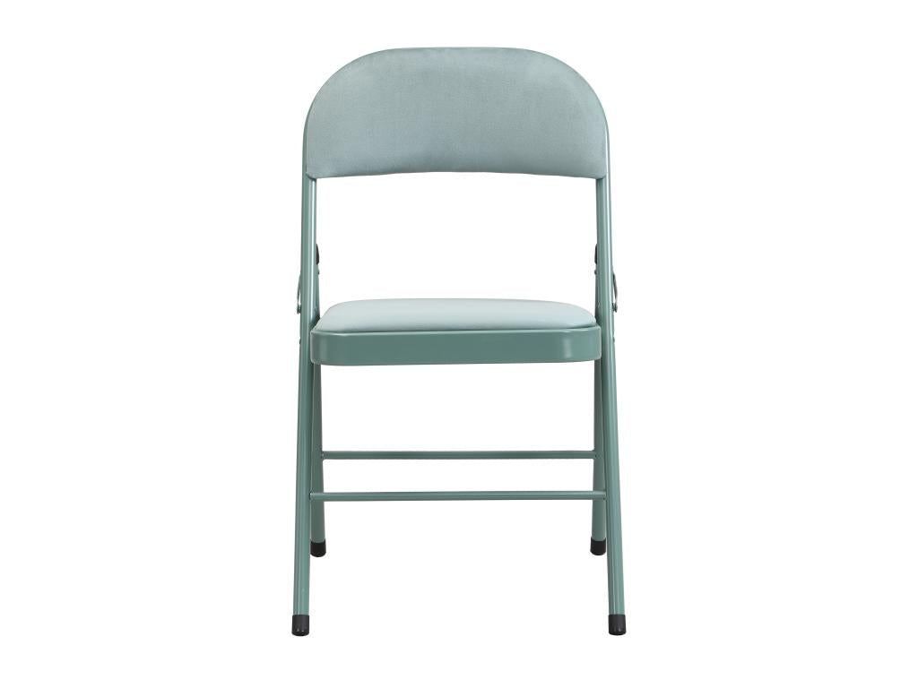 Set of 2 folding velvet and metal chairs - Almond green - Maisonpuretop 02430WNBH