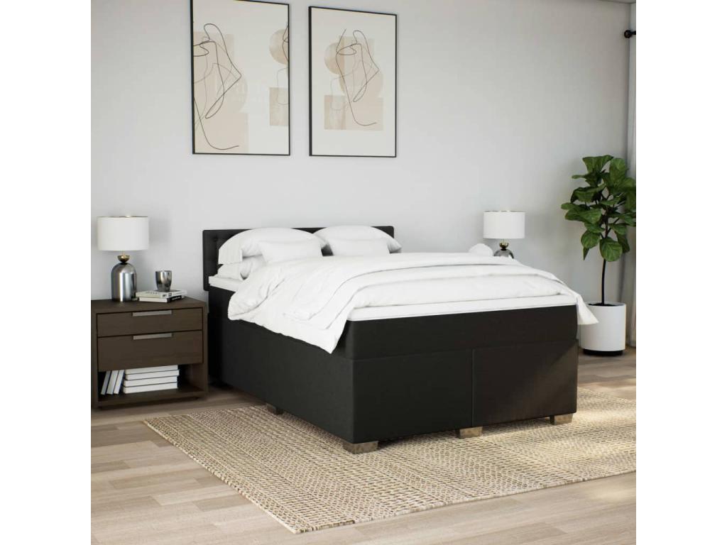 Artvivrestore bed base with mattress, black, 140x200 cm, fabric, 00705DQGF