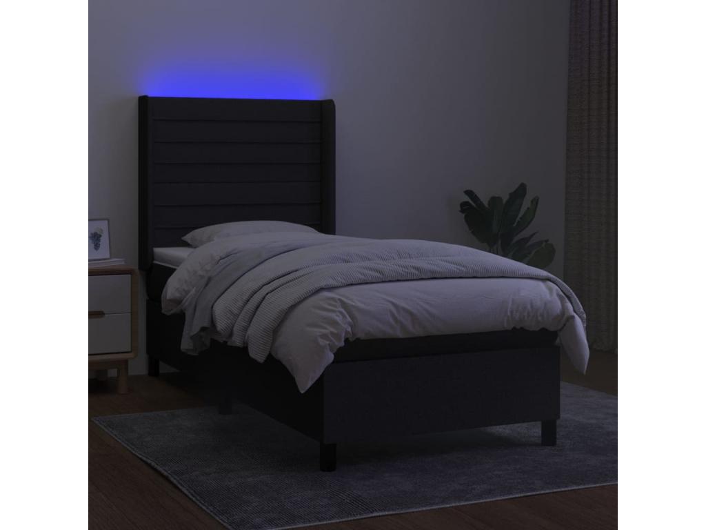 Artvivrestore bed base with mattress and LED lighting, black, 90x190 cm, fabric, 32190BUAO