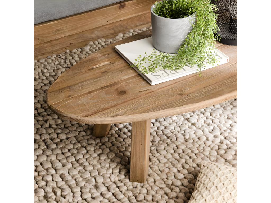 Maisonpuretop - Oval coffee table, brown, recycled pine wood 93394GCJN