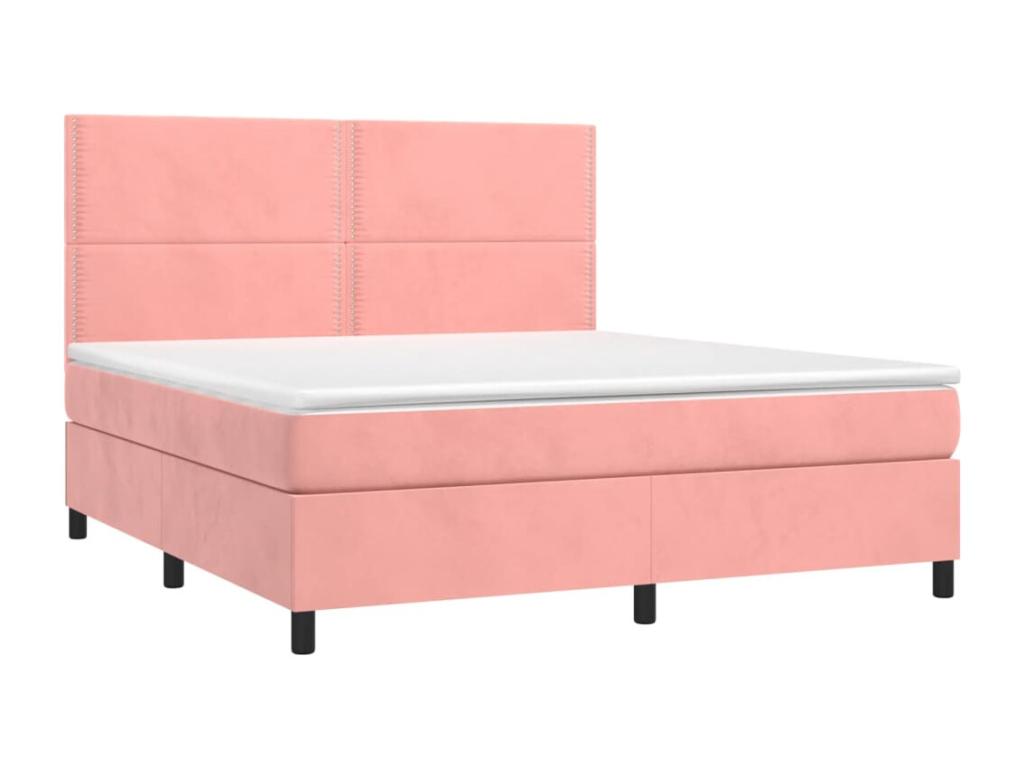 Upholstered bed base with mattress and LED light, Pink, 160x200 cm, Velvet, 10008UTQY