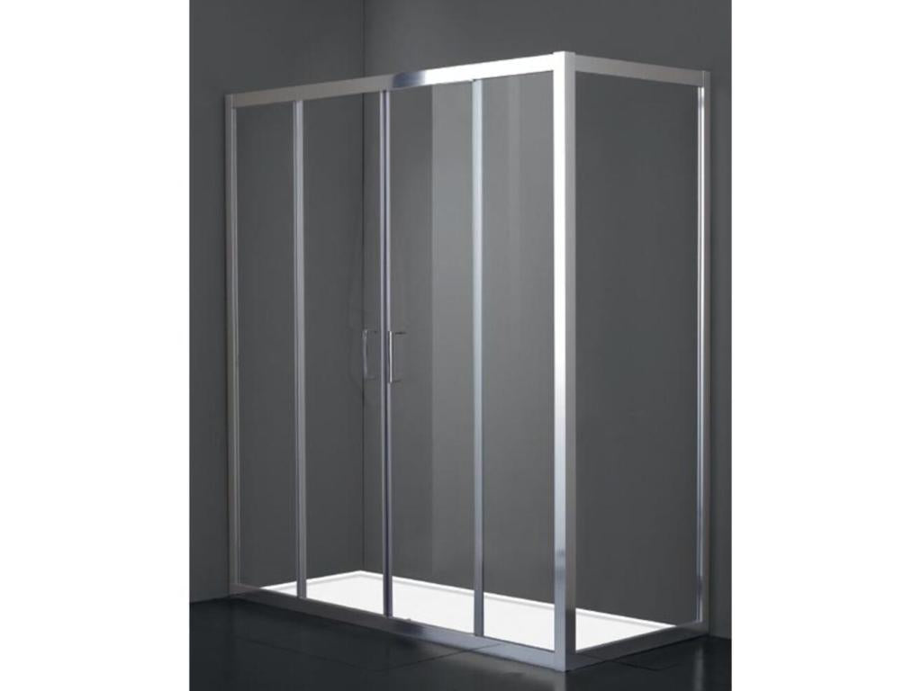 Shower Screen 190x100 cm High 200cm 1 Fixed Crystal Panel - 4 Central Crystal Panels Satin Chrome Profile 01423YDII