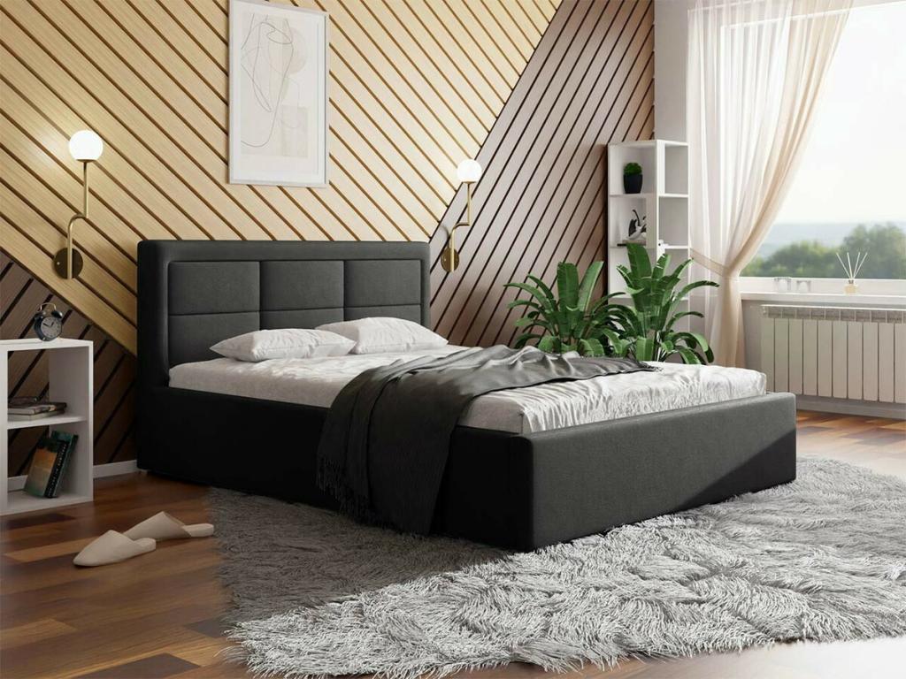 Maisonpuretop 102 Double Grey Bed 160x200 Upholstered Slatted Base to Maisonpuretop 180x223x93cm 58639YROF