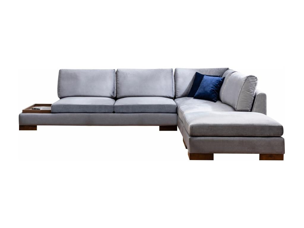 Right-hand corner sofa with ottoman, Artvivrestore Dark Grey Velvet 63321RRBI