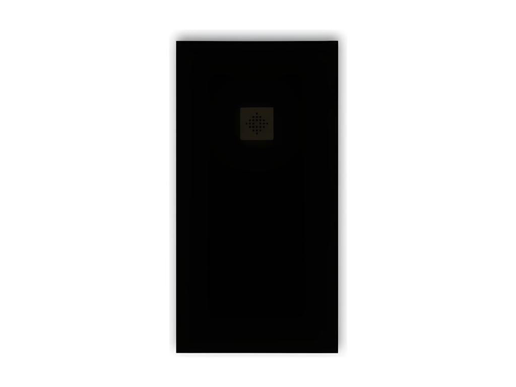 Extra-flat 90x100 cm PURE shower tray in black slate-effect resin with black drain cover 39859DCWX