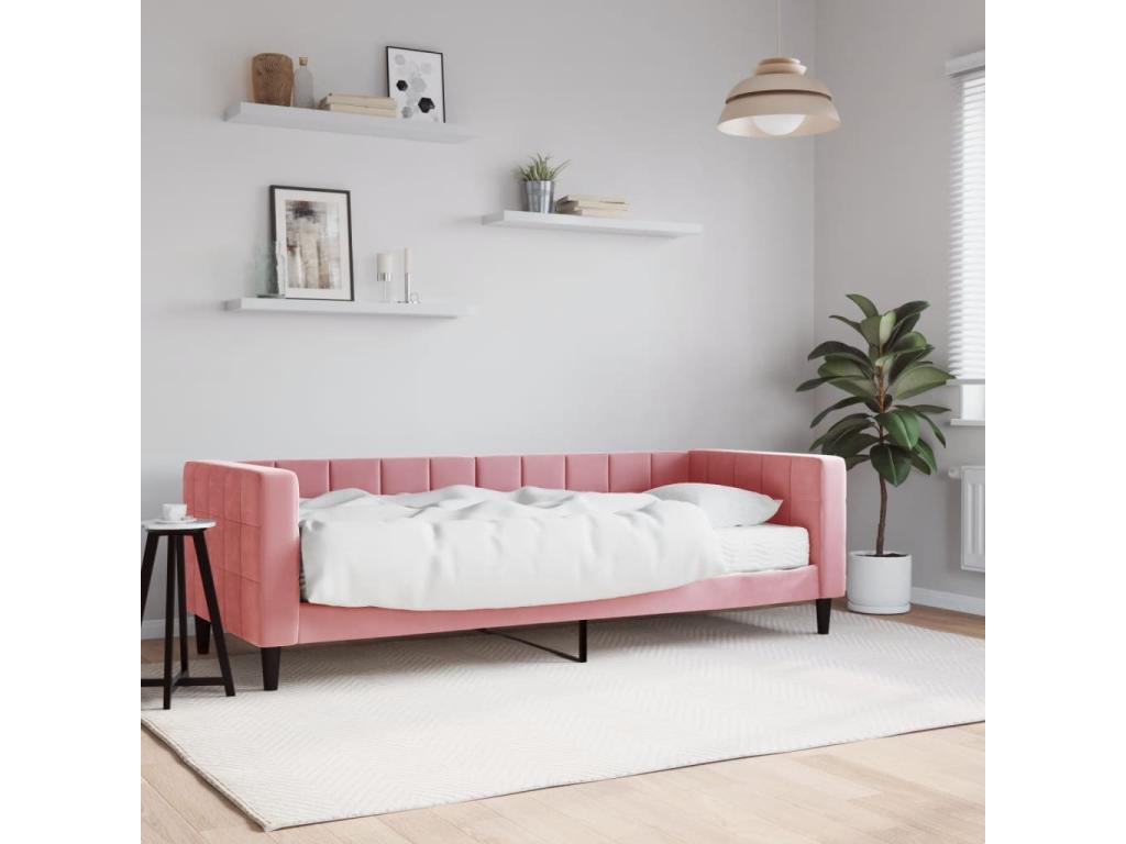 Daybed with pink velvet mattress 80x200 cm 89813NPTL